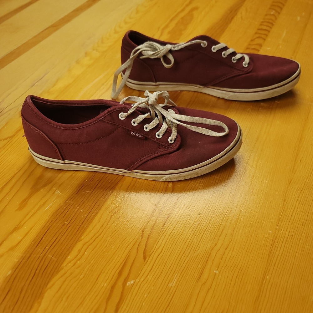VANS  Womens‎ Size 8 Maroon Red Low Top Canvas Lace Up Sneakers Shoes